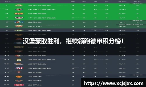 汉堡豪取胜利，继续领跑德甲积分榜！